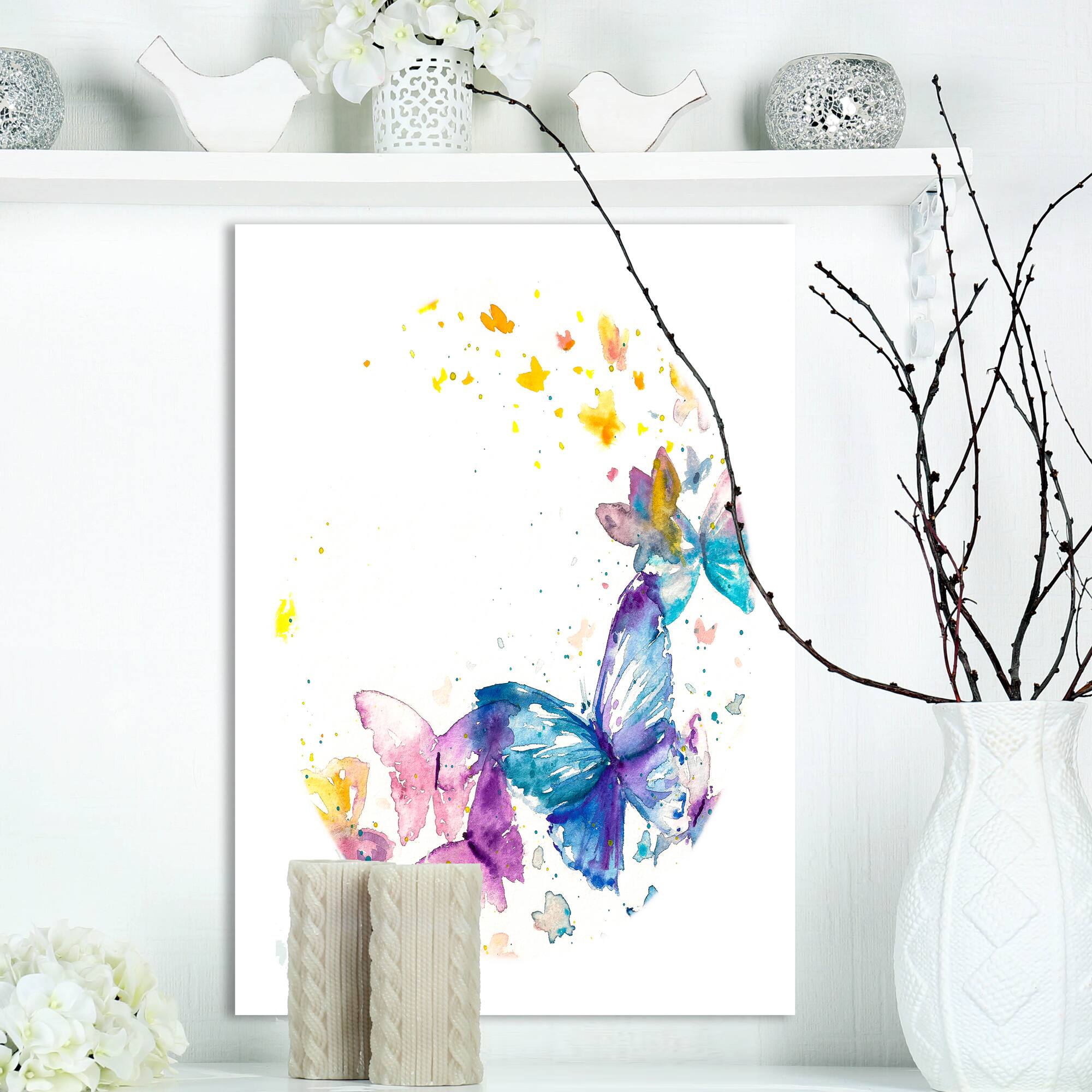 Designart - Butterfly on White Paper